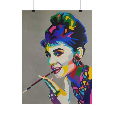 Colorful Pop Art Audrey Hepburn Portrait Print